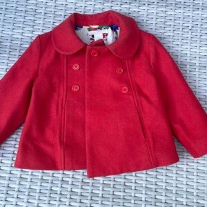 Janie & Jack Girls Red Wool Blend Coat Size 12-24Months